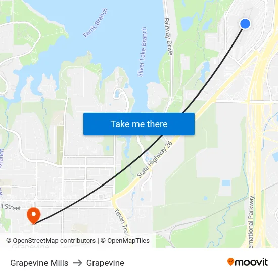 Grapevine Mills to Grapevine map