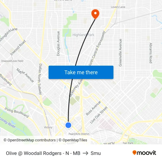 Olive @ Woodall Rodgers - N - MB to Smu map