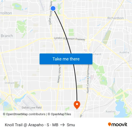 Knoll Trail @ Arapaho - S - MB to Smu map
