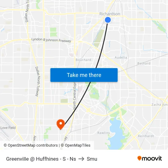 Greenville @ Huffhines - S - Ns to Smu map