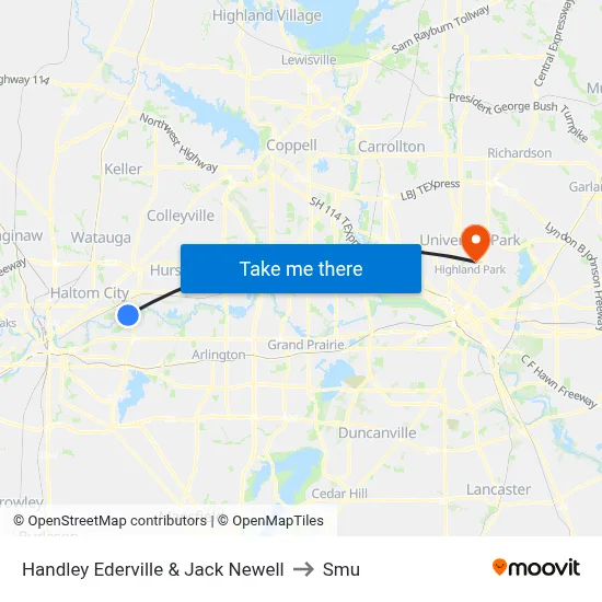 Handley Ederville & Jack Newell to Smu map
