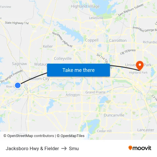 Jacksboro Hwy & Fielder to Smu map