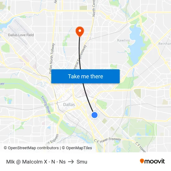 Mlk @ Malcolm X - N - Ns to Smu map