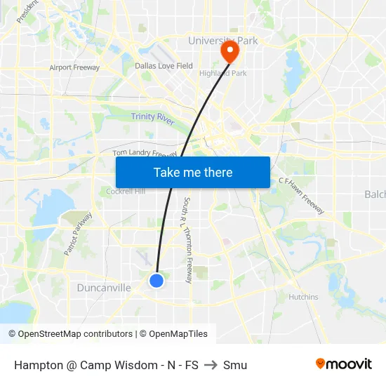 Hampton @ Camp Wisdom - N - FS to Smu map