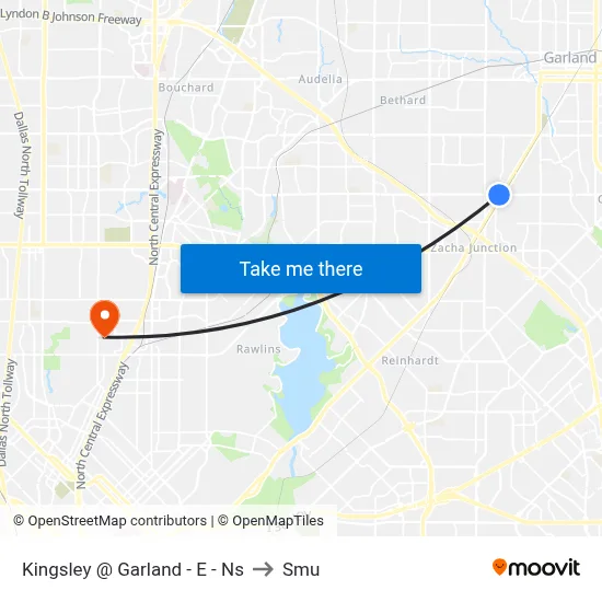 Kingsley @ Garland - E - Ns to Smu map