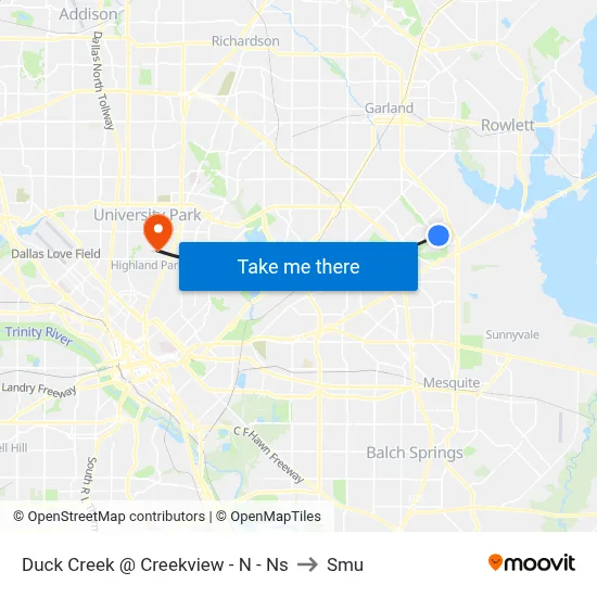 Duck Creek @ Creekview - N - Ns to Smu map
