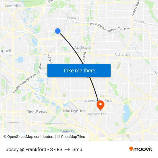 Josey @ Frankford - S - FS to Smu map