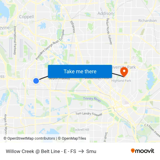 Willow Creek @ Belt Line - E - FS to Smu map