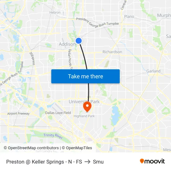 Preston @ Keller Springs - N - FS to Smu map