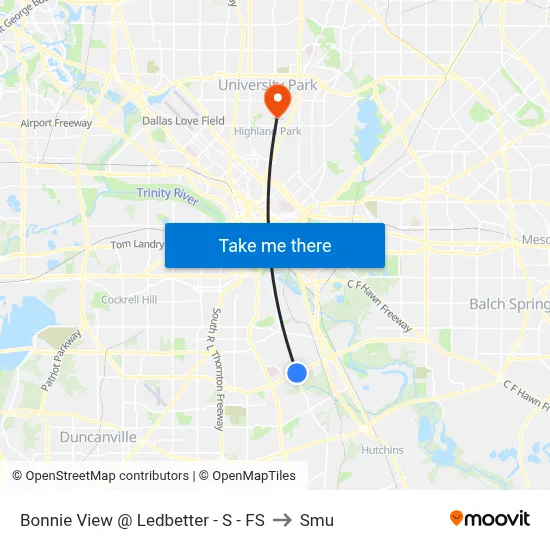 Bonnie View @ Ledbetter - S - FS to Smu map