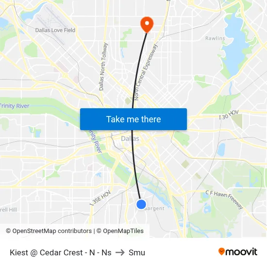 Kiest @ Cedar Crest - N - Ns to Smu map