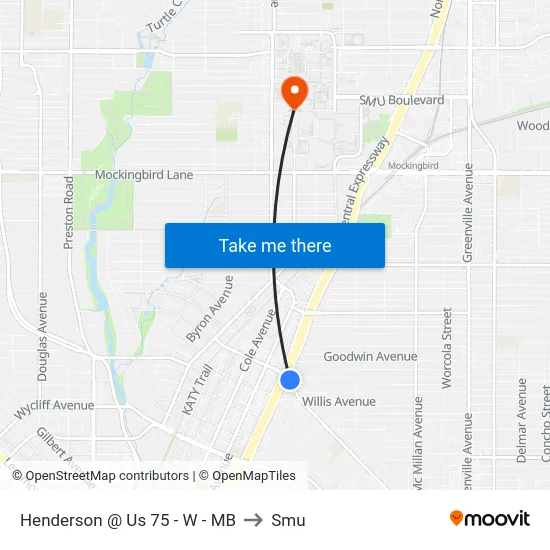 Henderson @ Us 75 - W - MB to Smu map