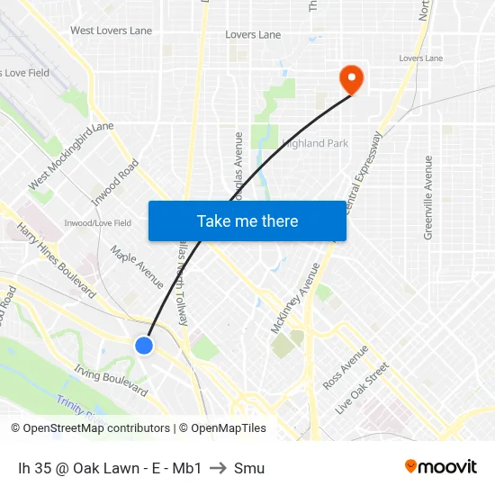 Ih 35 @ Oak Lawn - E - Mb1 to Smu map