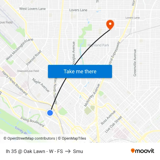 Ih 35 @ Oak Lawn - W - FS to Smu map