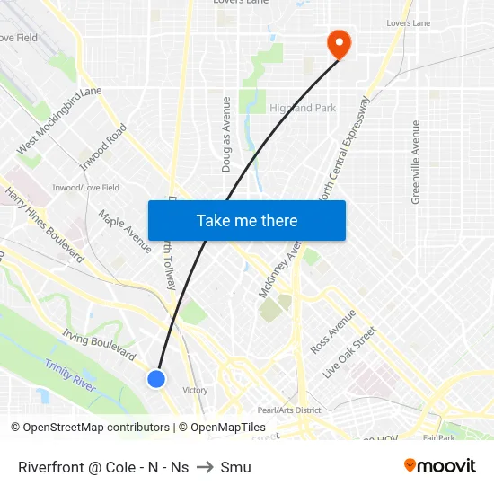 Riverfront @ Cole - N - Ns to Smu map