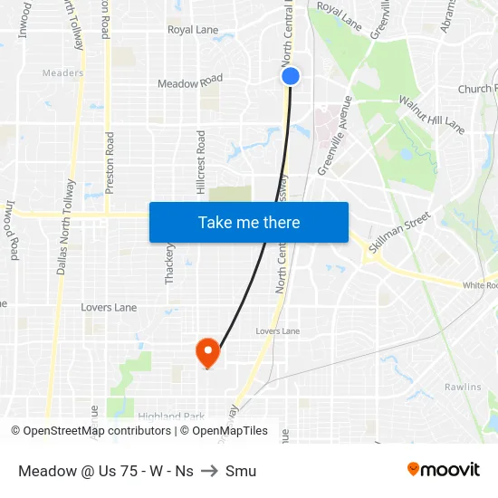 Meadow @ Us 75 - W - Ns to Smu map