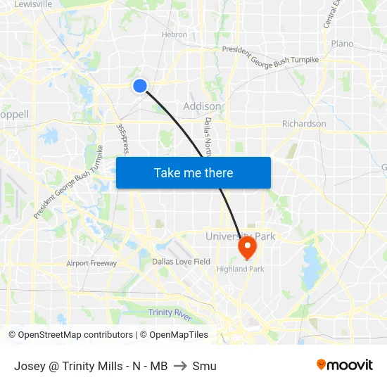 Josey @ Trinity Mills - N - MB to Smu map