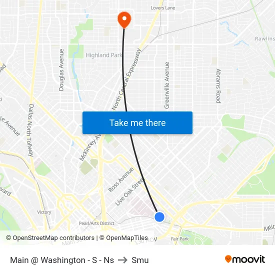 Main @ Washington - S - Ns to Smu map