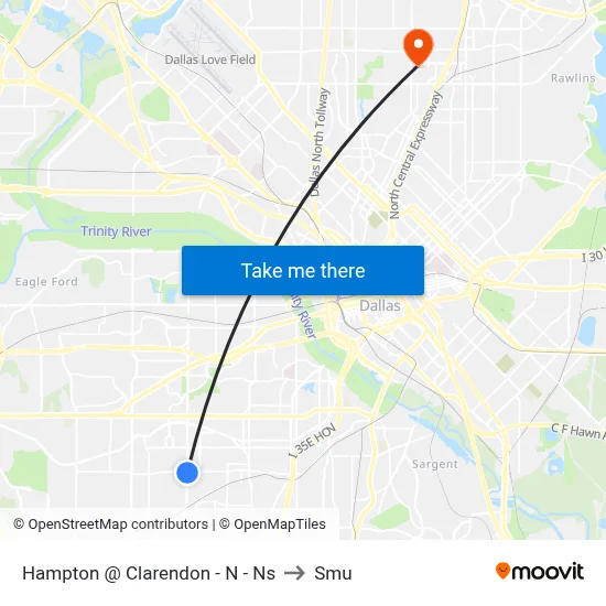 Hampton @ Clarendon - N - Ns to Smu map