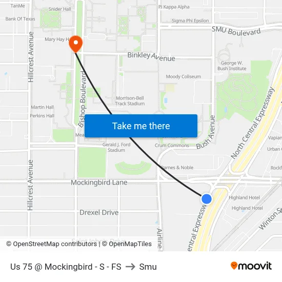 Us 75 @ Mockingbird - S -  FS to Smu map