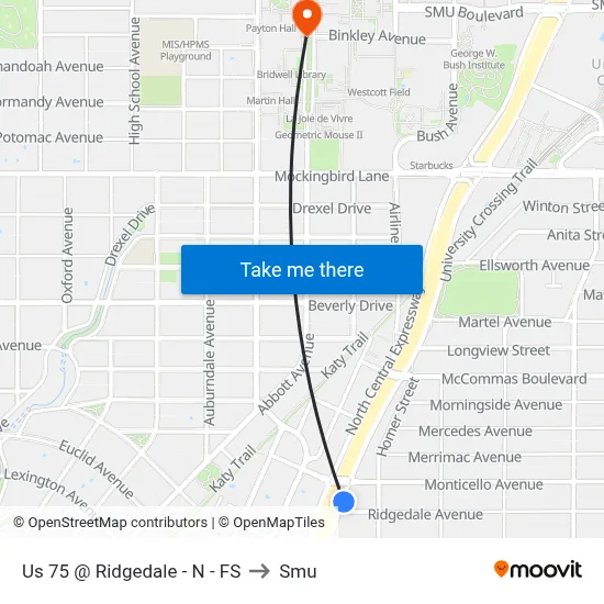Us 75 @ Ridgedale - N - FS to Smu map
