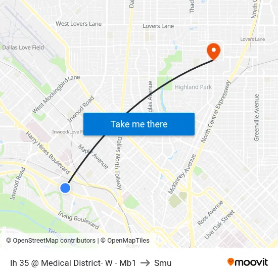 Ih 35 @ Medical District- W - Mb1 to Smu map