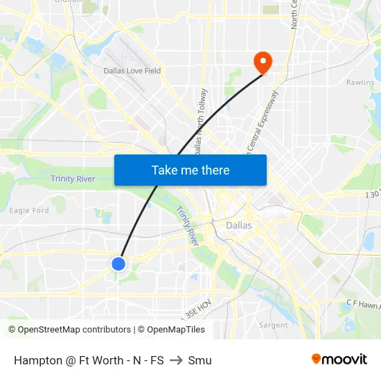 Hampton @ Ft Worth - N - FS to Smu map