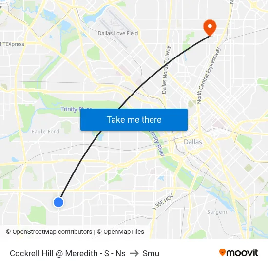 Cockrell Hill @ Meredith - S - Ns to Smu map