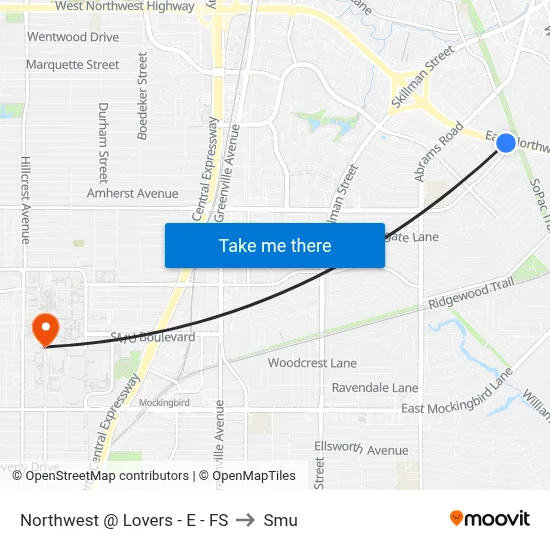 Northwest @ Lovers - E - FS to Smu map
