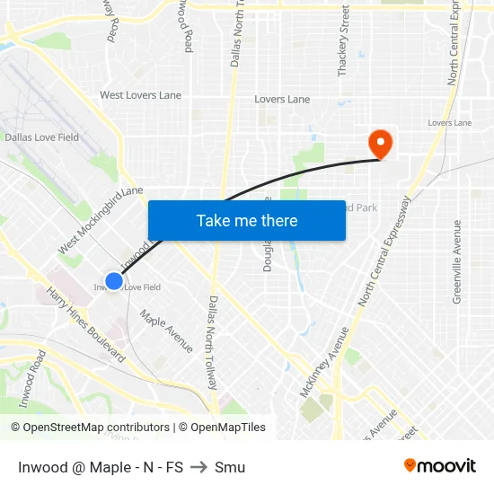 Inwood @ Maple - N - FS to Smu map