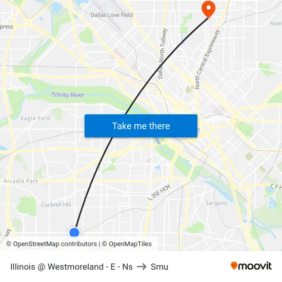 Illinois @ Westmoreland - E - Ns to Smu map