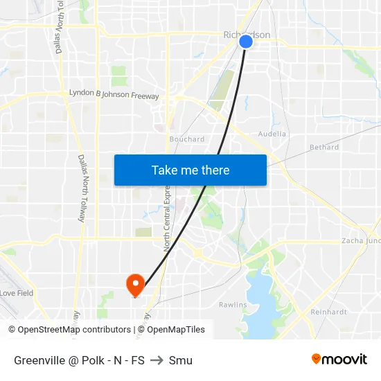 Greenville @ Polk - N - FS to Smu map