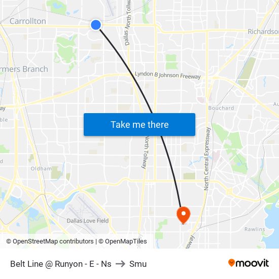 Belt Line @ Runyon - E - Ns to Smu map