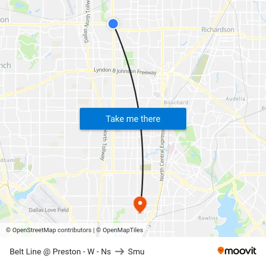 Belt Line @ Preston - W - Ns to Smu map