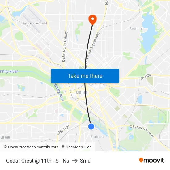 Cedar Crest @ 11th - S - Ns to Smu map