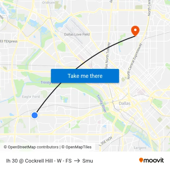 Ih 30 @ Cockrell Hill - W - FS to Smu map