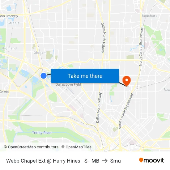 Webb Chapel Ext @ Harry Hines - S - MB to Smu map