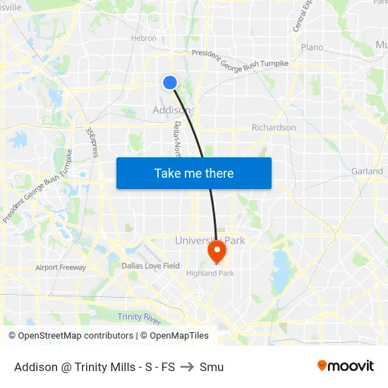 Addison @ Trinity Mills - S - FS to Smu map