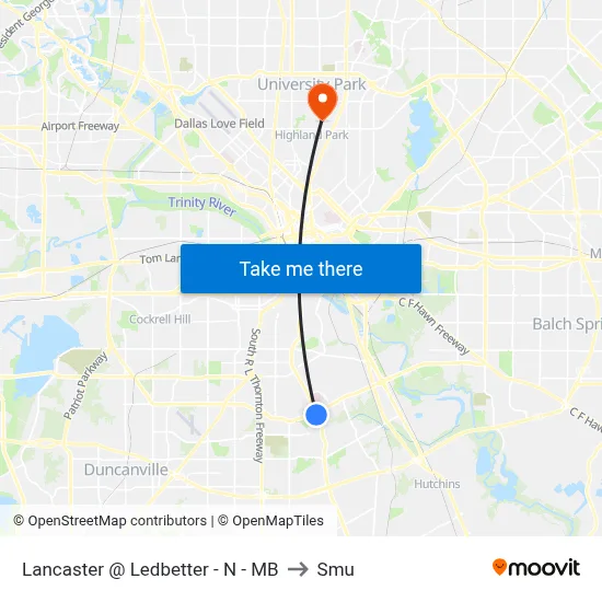 Lancaster @ Ledbetter - N - MB to Smu map