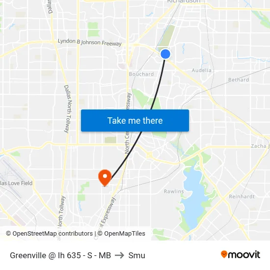 Greenville @ Ih 635 - S - MB to Smu map