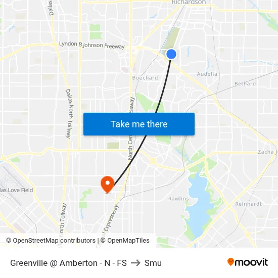 Greenville @ Amberton - N - FS to Smu map