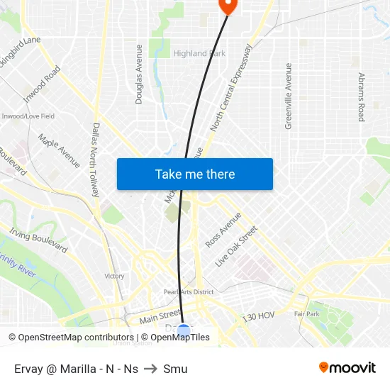 Ervay @ Marilla - N - Ns to Smu map