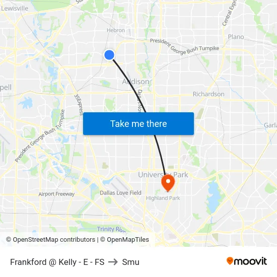 Frankford @ Kelly - E - FS to Smu map