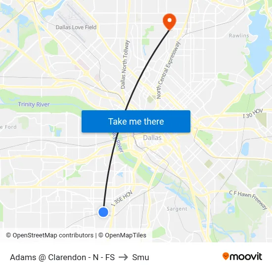 Adams @ Clarendon - N - FS to Smu map