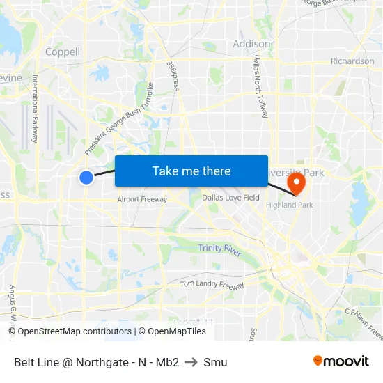 Belt Line @ Northgate - N - Mb2 to Smu map