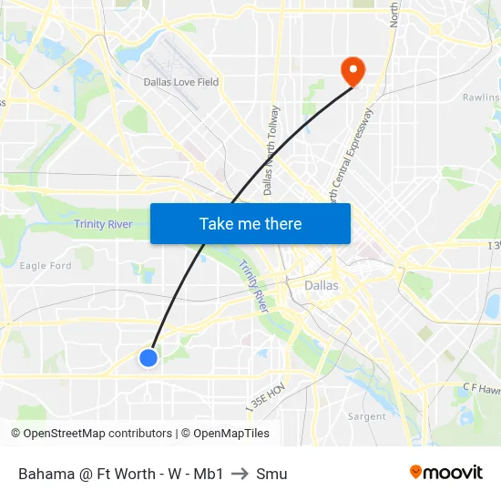 Bahama @ Ft Worth - W - Mb1 to Smu map