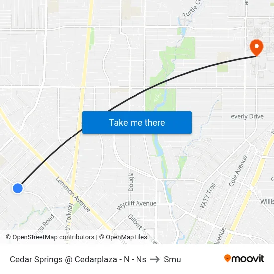 Cedar Springs @ Cedarplaza - N - Ns to Smu map