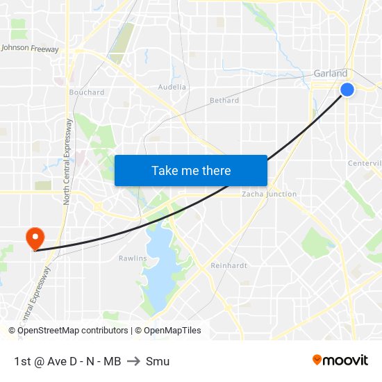 1st @ Ave D - N - MB to Smu map