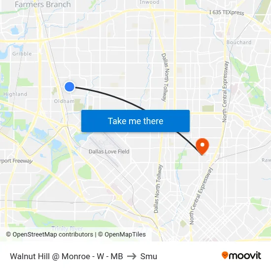 Walnut Hill @ Monroe - W - MB to Smu map