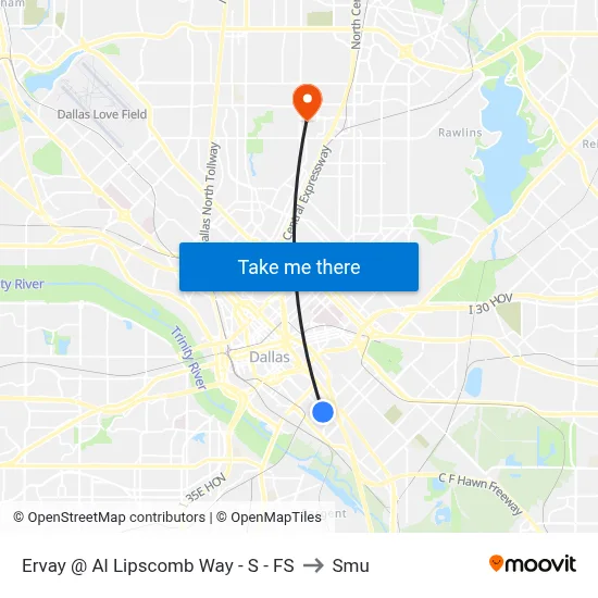Ervay @ Al Lipscomb Way - S - FS to Smu map